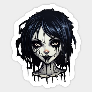 Scary Jester Goth Girl Sticker